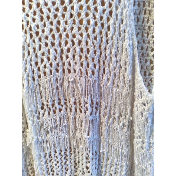 Women's Abercrombie & Fitch Boho Cream Crochet Fringed Long Vest Size M/L New - Picture 8 of 8